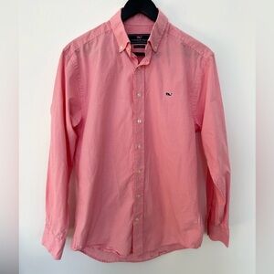 Vineyard Vines Pink Gingham Button Down Shirt Men’s Small Whale Logo